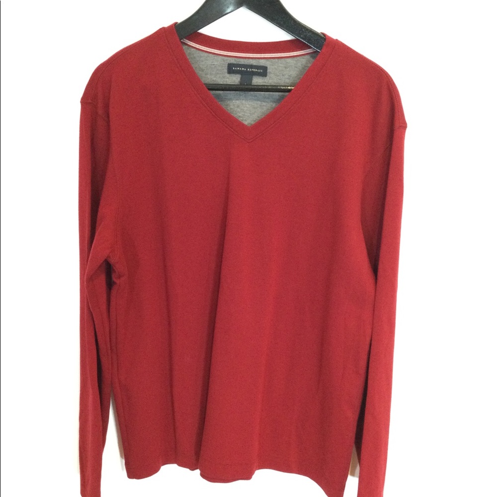 BANANA REPUBLIC MEN'S RED V-NECK SWEATER EUC SZ L